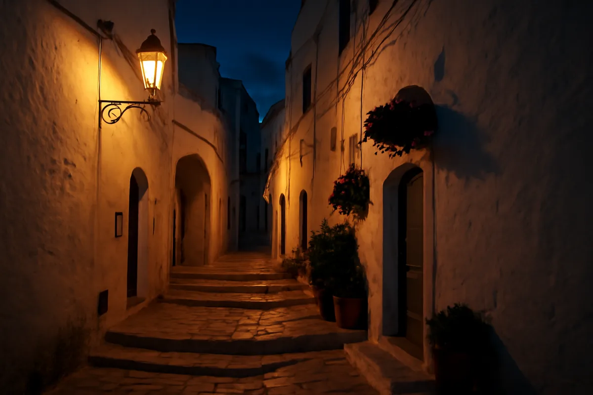 Ostuni di sera: i vicoli bianchi che cambiano faccia dopo il tramonto