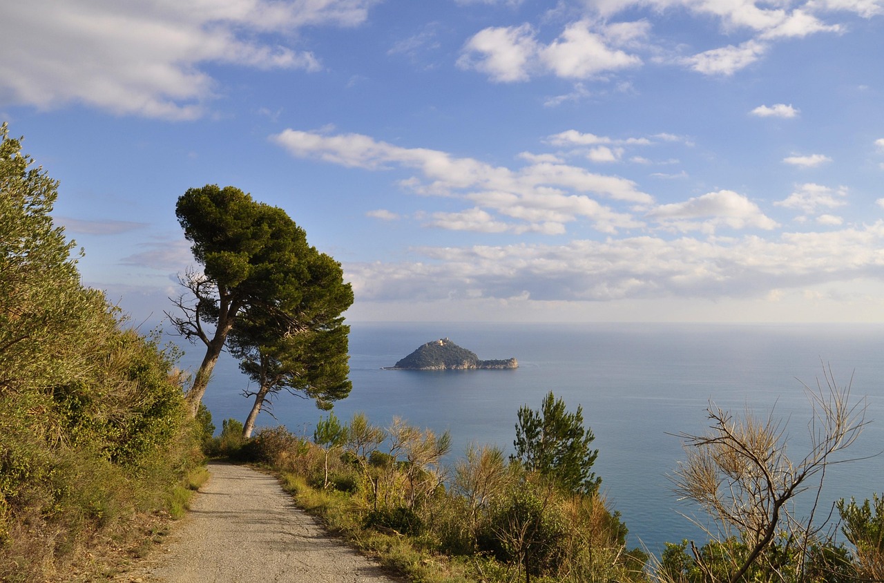 Corridore che pratica jogging lungo un sentiero costiero con vista sul mare e panorami mozzafiato.